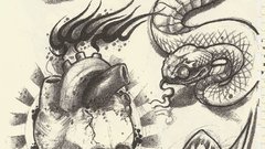 Skulls Flowers snakes drawings