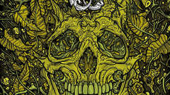 Skulls leaves artwork