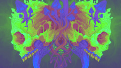 Skulls multicolor mushrooms illustrations