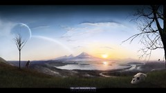 Skulls sunrise Mountains clouds