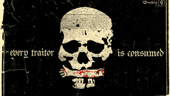 Skulls text blood grunge