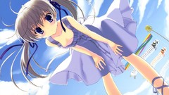 Sky Anime blush anime girls nanao naru cleavage twintails 