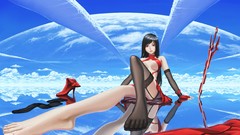 Sky blade Anime red eyes gloves long hair barefoot anime girls 