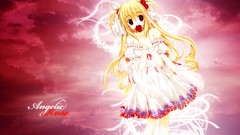 Sky dress anime girls violet eyes red rose twintails Korie Riko 