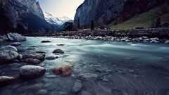 sky Lake water nature Mountains switzerland creeks