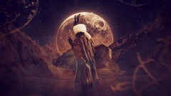 sky moon Desktopography standing artwork digital art