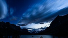 sky night nature Mountains blue dark clouds