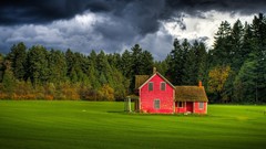 Sky red Canada farm House British Columbia forests