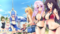 Sky Umbrellas watermelons Beaches skies animal ears cleavage 