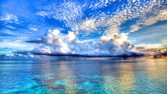 sky water Sea clouds nature cyan blue horizon