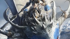 Sky woman rider armor flying artwork fantasy art