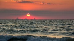 skyline Lake sunset Sea Chicago sky USA