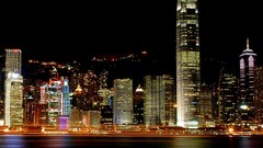 Skylines night Hong Kong