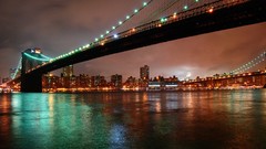 Skyscrapers Bridges architecture USA cities rivers new york 