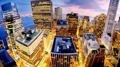 Skyscrapers buildings new york city nightlights