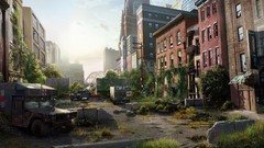 Skyscrapers cars apocalyptic buildings sunlight the last of us 