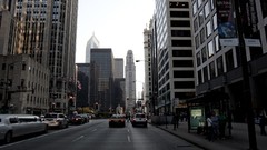 Skyscrapers cars Chicago street traffic USA buildings cities