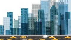 Skyscrapers cars Taxi buildings cityscapes digital art