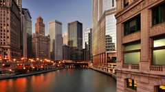 Skyscrapers Chicago City Lights cities rivers