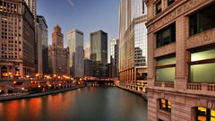 Skyscrapers Chicago City Lights urban rivers cityscapes