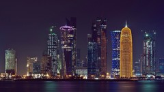 Skyscrapers City Lights qatar city skyline