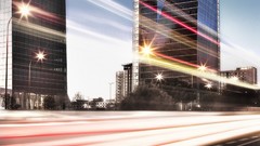 Skyscrapers cityscapes long exposure
