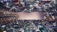 Skyscrapers Hong Kong buildings skies