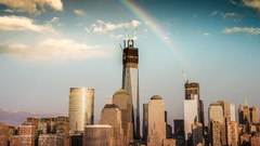 Skyscrapers jersey rainbows cityscapes
