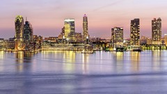 Skyscrapers panorama City Lights USA rivers new jersey hudson 
