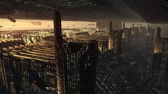 Skyscrapers pyramids deus ex science fiction cityscapes 