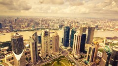 Skyscrapers Shanghai urban cityscapes city skyline