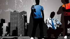 Skyscrapers urban streets vectors