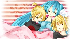 Sleeping anime girls hatsune miku vocaloid kagamine len 