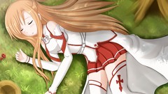 Sleeping blondes long hair anime girls closed eyes brunettes 