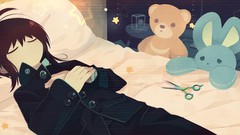 Sleeping brown empty short hair seifuku Mononoke