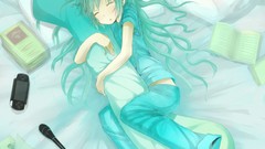 Sleeping hatsune miku vocaloid shiro aqua hair Playstation 