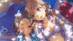 Sleeping long hair anime girls brown eyes brunettes gray hair 