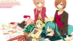 Sleeping socks pink hair long hair blue eyes brown eyes short 