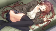 Sleeping stockings skirts long hair game cg mikoto