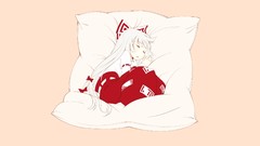 Sleeping white hair anime girls fujiwara no mokou touhou video 
