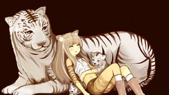 Sleeping white tiger anime girls