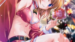 Smiling anime girls blue eyes cleavage original characters 