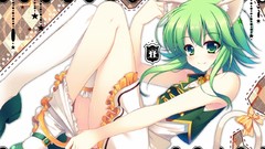 Smiling anime girls green eyes vocaloid green hair nekomimi 