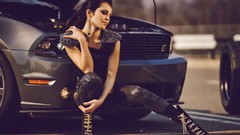 Smiling brunettes Ford mustang Ford Shelby Russians Sati 