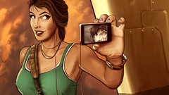 Smiling brunettes tomb raider lara croft artwork video games