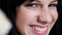 Smiling faces brunettes woman