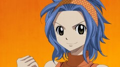 Smiling fairy tail levy mcgarden orange background Simple 