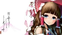 Smiling hakurei reimu touhou hair ornaments Simple Background