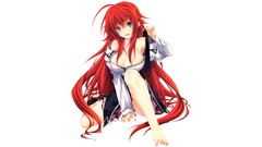 Smiling long hair anime girls blue eyes school uniforms 