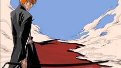 Smoke Anime bleach kurosaki ichigo orange hair looking back 